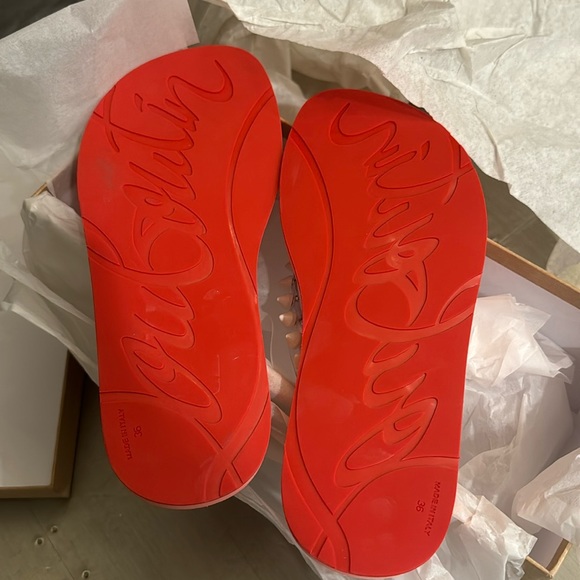 Christian Louboutin loubi flip Donna spike drag neon thong sandals sz 36 flat - Picture 8 of 11